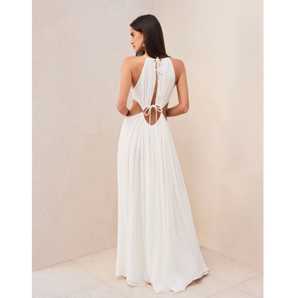 Cult Gaia Aphrodite Silk Cut-Out Off-White Halterneck Maxi Gown / Dress size M - Picture 5 of 16